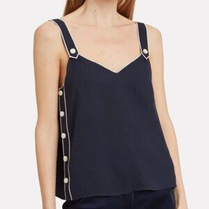 Rag & Bone Women’s Navy Tia Sleeveless Button Trimmed Tank Top Size Medium
